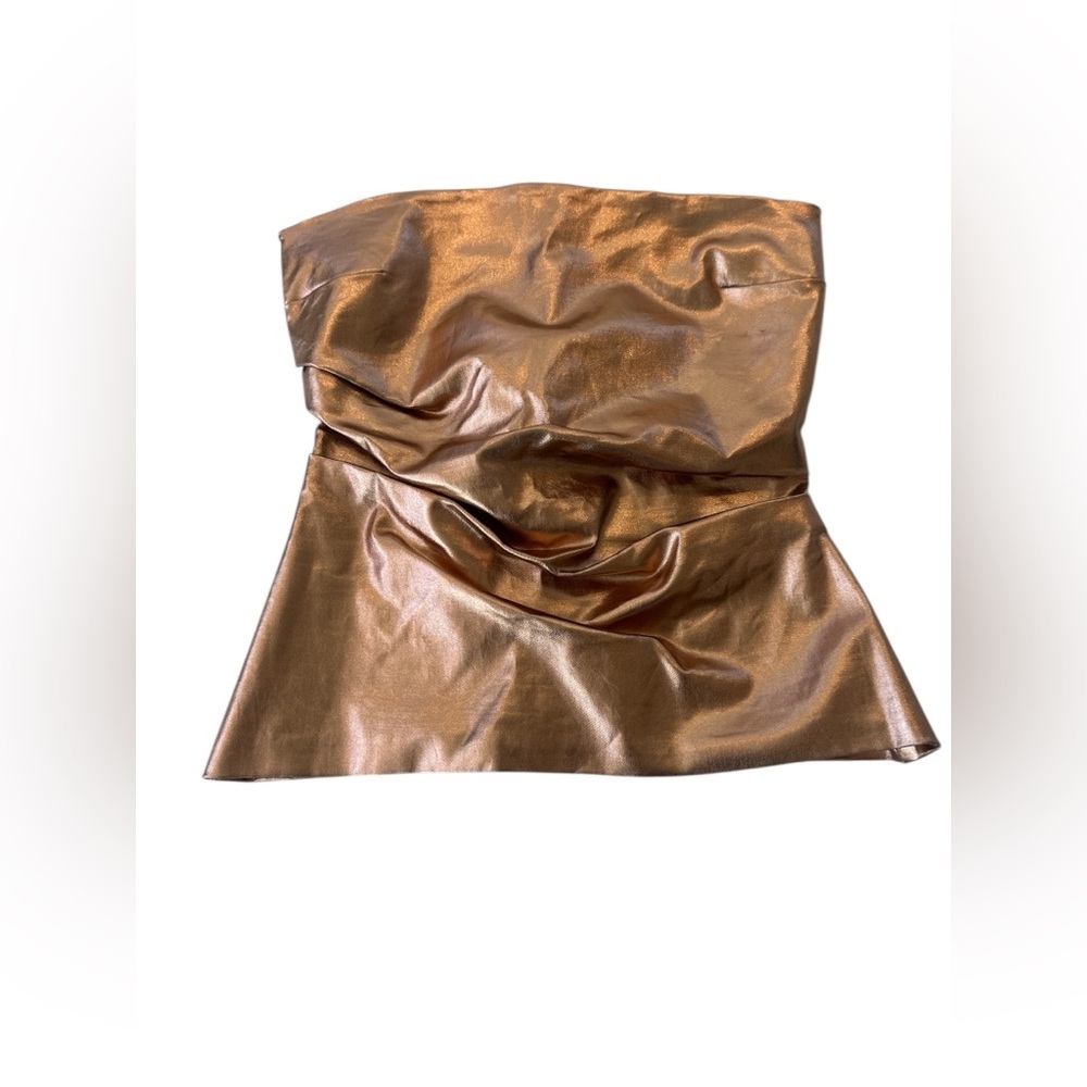 Zara metallic rose gold strapless tube top - Picture 5 of 11